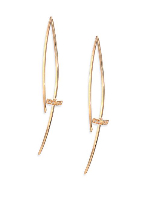 Mizuki - Sea Of Beauty Diamond & 14K Yellow Gold Cube Slice Wire Drop Earrings