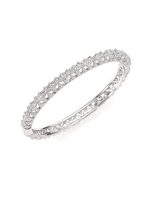 Adriana Orsini - Pavé Crystal Floral Bangle Bracelet