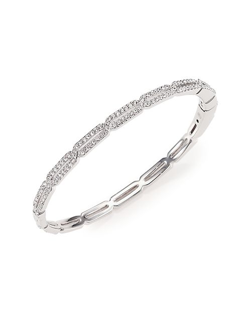 Adriana Orsini - Pavé Crystal Long Hexagon Bangle Bracelet/Silvertone