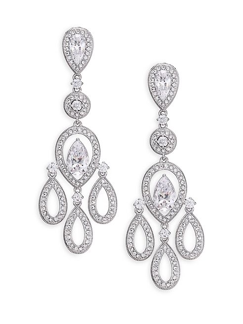 Adriana Orsini - Pavé Pear Chandelier Earrings/Silvertone