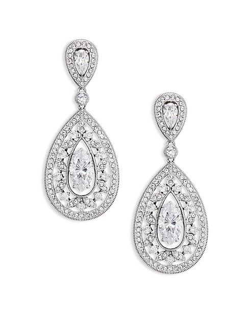 Adriana Orsini - Pavé Crystal Small Pear Drop Earrings/Silvertone