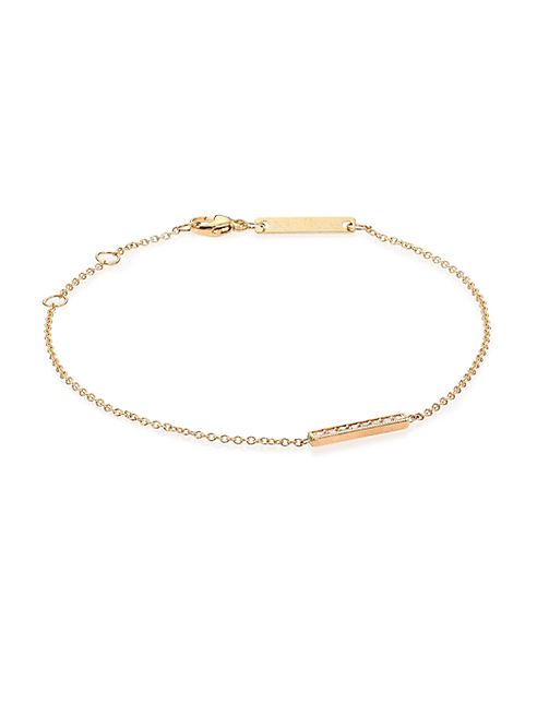 Zoe Chicco - Diamond & 14K Yellow Gold Pavé Bar Bracelet