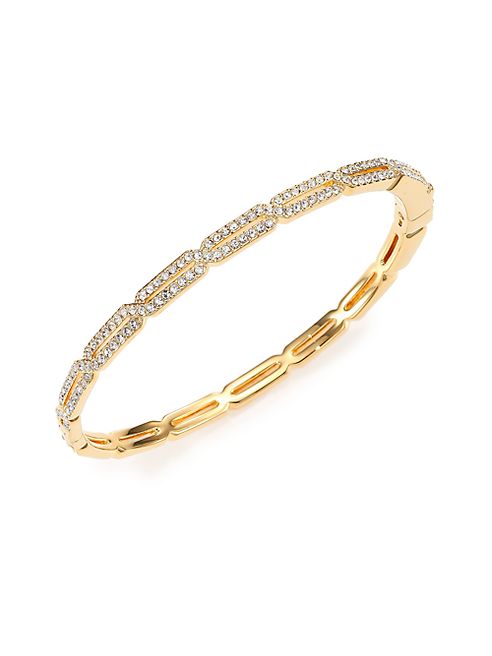 Adriana Orsini - Pavé Crystal Long Hexagon Bangle Bracelet/Goldtone