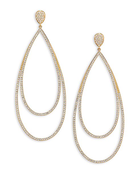 Adriana Orsini - Pavé Crystal Double-Tier Drop Earrings/Goldtone