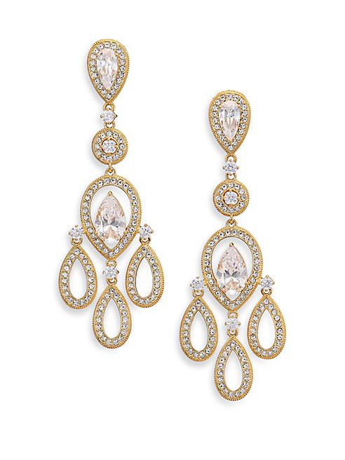 Adriana Orsini - Pavé Pear Chandelier Earrings/Goldtone