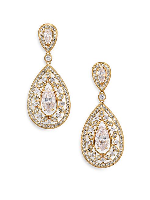 Adriana Orsini - Pavé Crystal Small Pear Drop Earrings/Goldtone