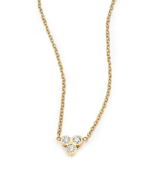 Zoe Chicco - Diamond & 14K Yellow Gold Three-Bezel Necklace