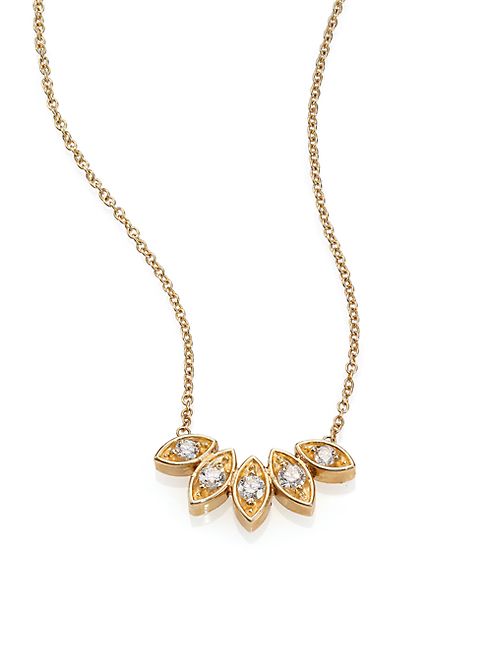 Zoe Chicco - Diamond & 14K Yellow Gold Five-Marquis Necklace