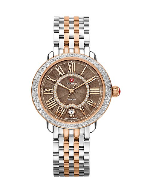 Michele Watches - Serein Diamond, Enamel, & Two-Tone Stainless Steel Bracelet Watch