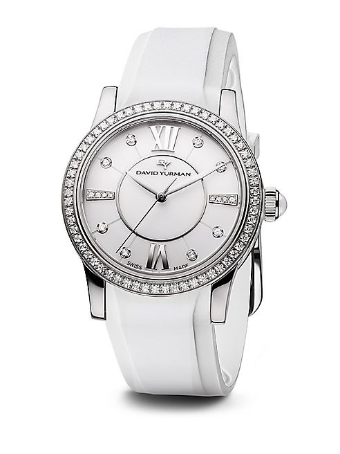 David Yurman - Classic 34MM Rubber Swiss Quartz Watch with Diamonds