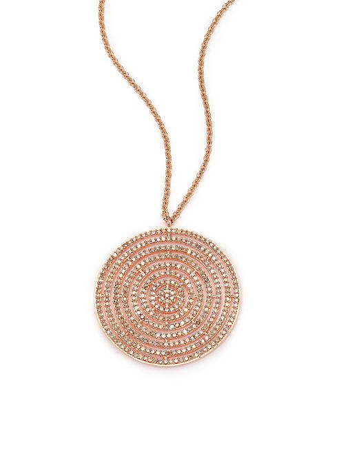 Astley Clarke - Icon Light Grey Diamond & 14K Rose Gold Aura Long Large Pendant Necklace