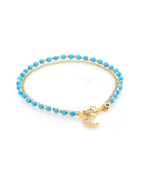 Astley Clarke - Biography White Sapphire & Turquoise Moon Beaded Friendship Bracelet