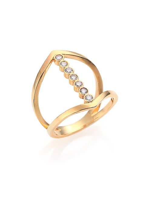 Zoe Chicco - Diamond & 14K Yellow Gold Cross Ring