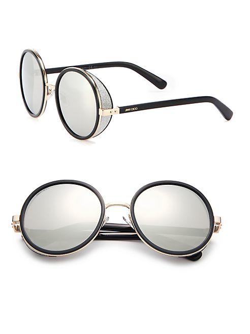 Jimmy Choo - Andie Glitter-Trim Round Sunglasses