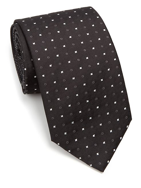 Vitaliano - Square Circle-Print Silk Tie