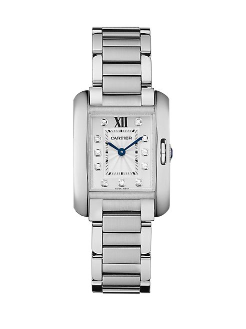 Cartier - Tank Anglaise Small Diamond & Stainless Steel Bracelet Watch