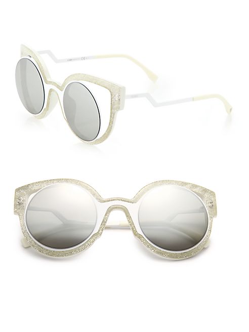 Fendi - Zigzag 56MM Round Sparkle Sunglasses