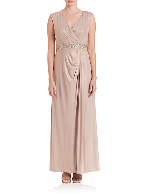 Aidan Mattox - Jersey Draped-Front Gown