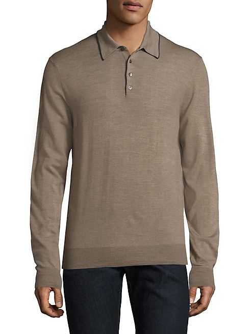 Saks Fifth Avenue Collection - Merino Wool Long Sleeve Polo