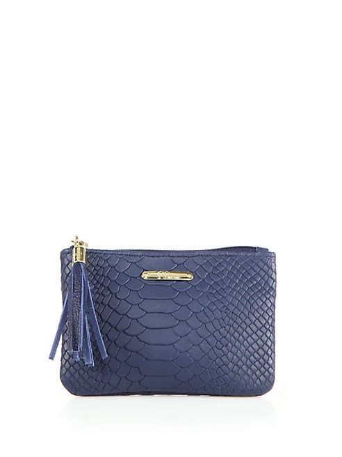 GiGi New York - Python-Embossed Leather Zip Pouch