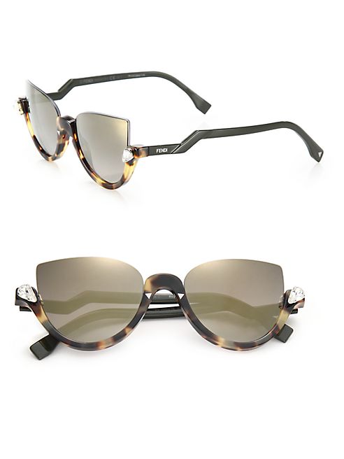 Fendi - 52MM Embellished Semi-Rimless Acetate Sunglasses