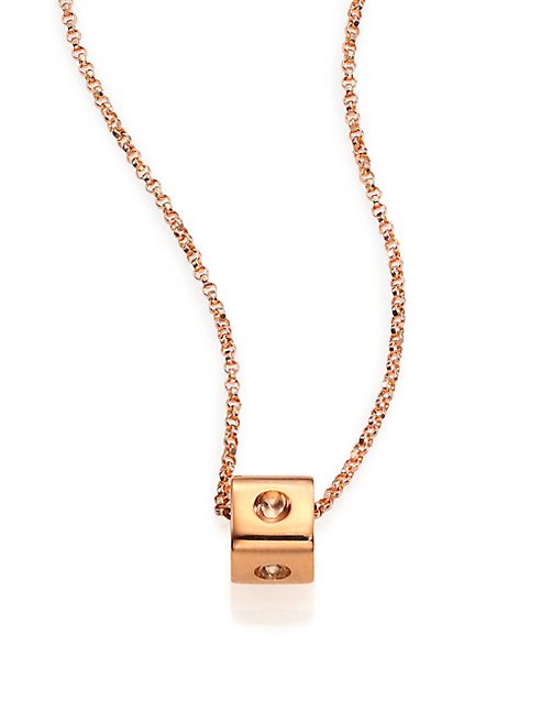 Roberto Coin - Pois Moi 18K Rose Gold Mini Cube Pendant Necklace