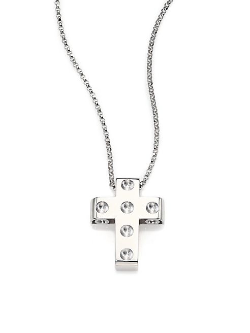 Roberto Coin - Pois Moi 18K White Gold Cross Pendant Necklace