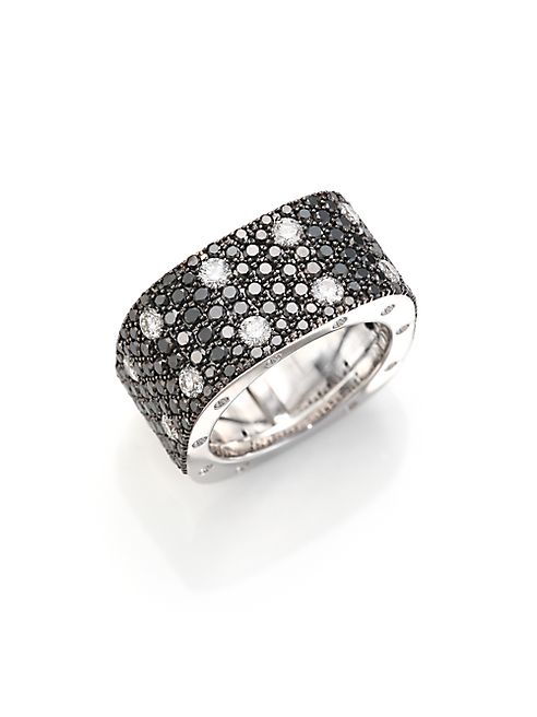 Roberto Coin - Pois Moi Black/White Diamond & 18K White Gold Ring