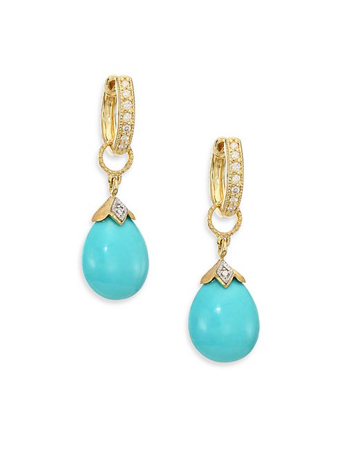 Jude Frances - Lisse Turquoise, Diamond & 18K Yellow Gold Pear Briolette Earring Charms