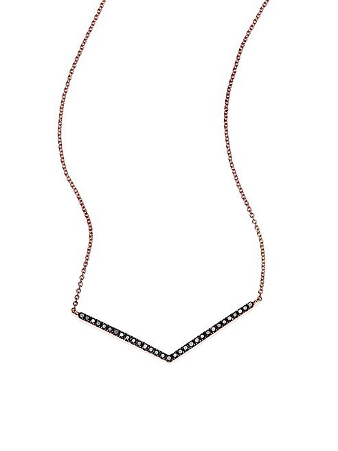 Diane Kordas - Black Diamond & 18K Rose Gold Chevron Necklace