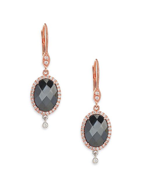 Meira T - Hematite, Diamond & 14K Rose Gold Drop Earrings