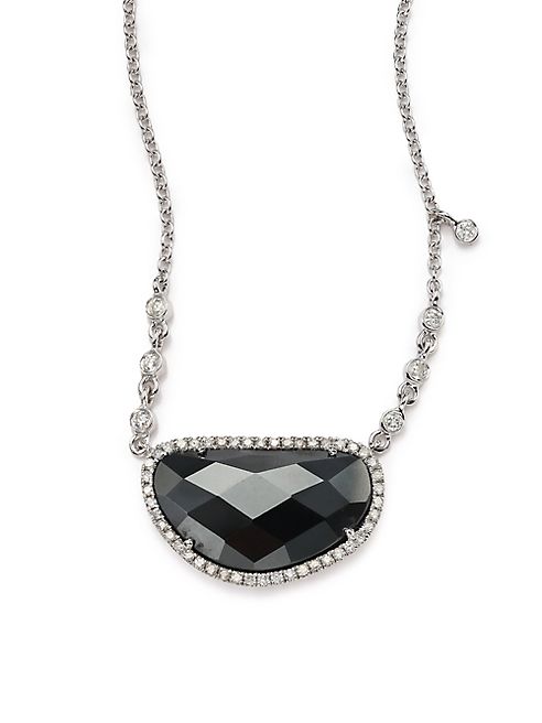 Meira T - Hematite, Diamond & 14K White Gold Pendant Necklace