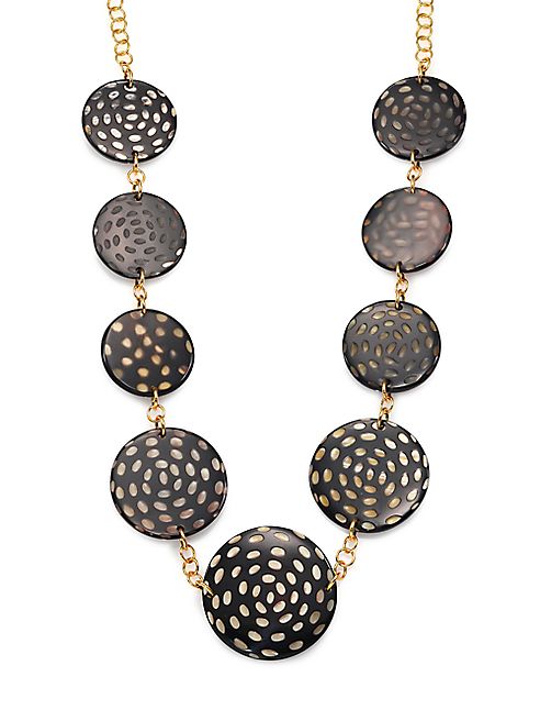 Nest - Spotted Horn Disc Station Necklace