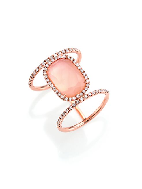 Meira T - Rose Quartz, Mother-Of-Pearl, Diamond & 14K Rose Gold Ring