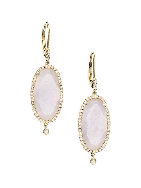 Meira T - Purple Jade, Diamond & 14K Yellow Gold Drop Earrings