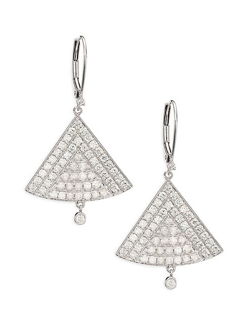 Meira T - Diamond & 14K White Gold Triangle Drop Earrings