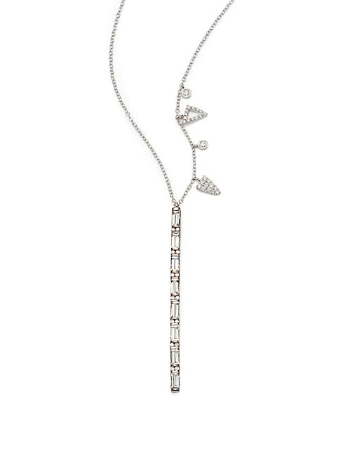 Meira T - White Topaz, Diamond & 14K White Gold Bar Pendant Necklace