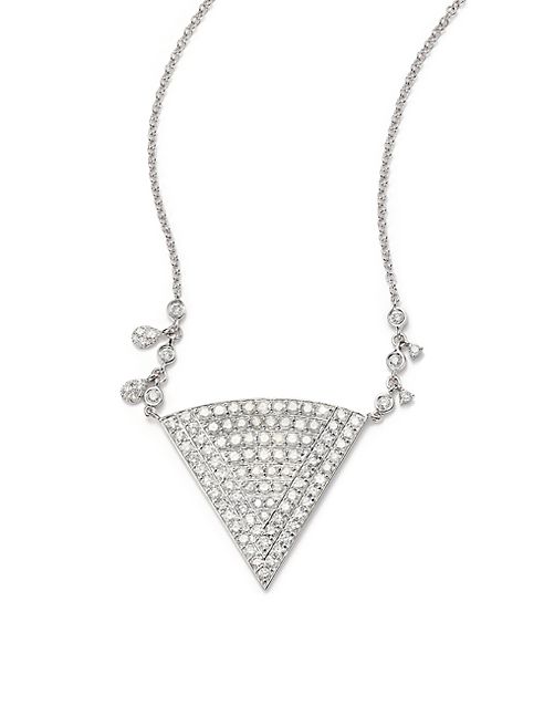 Meira T - Pavé Diamond & 14K White Gold Triangle Pendant Necklace