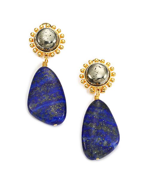 Nest - Lapis Lazuli & Pyrite Drop Earrings