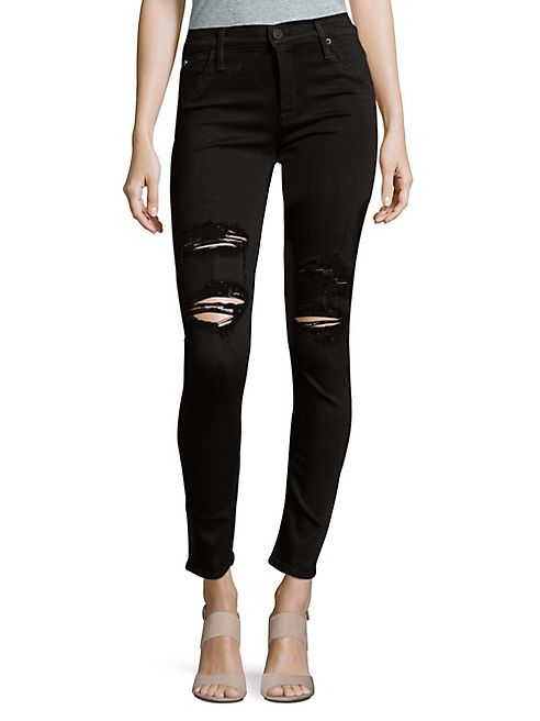 Hudson - Lilly Mid-Rise Distressed Skinny Ankle Jeans