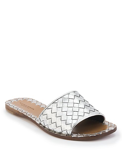 Bottega Veneta - Intrecciato Metallic Leather Slides