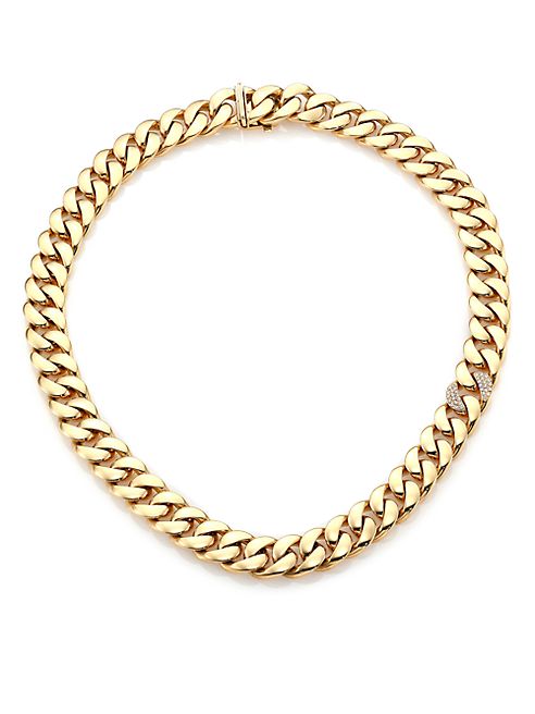 Roberto Coin - Gourmette Diamond & 18K Yellow Gold Chain Necklace