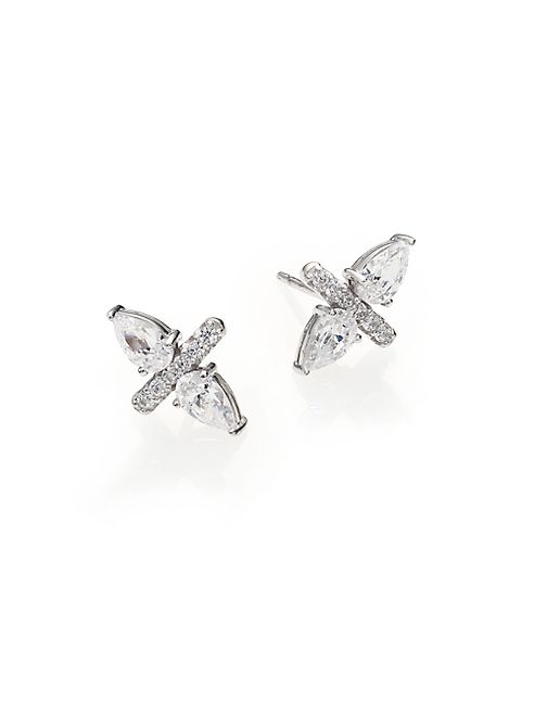 Adriana Orsini - Bijoux Sterling Silver Two-Pear Bar Stud Earring