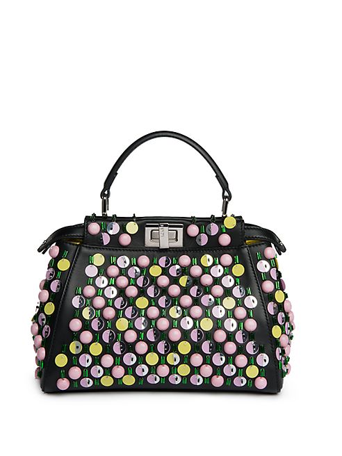 Fendi - Peekaboo Mini Beaded Leather Satchel