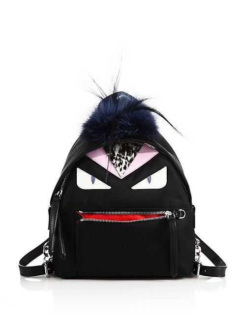 Fendi - Monster Mini Nylon, Leather, Calf Hair & Fox Fur Backpack