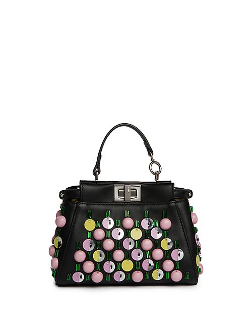 Fendi - Micro Peekaboo Embroidered Apple Satchel