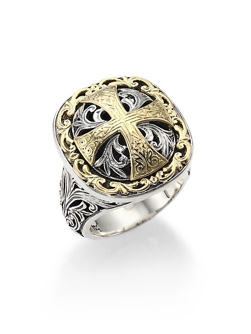 Konstantino - Classics Daphne 18K Yellow Gold & Sterling Silver Filigree Cross Ring