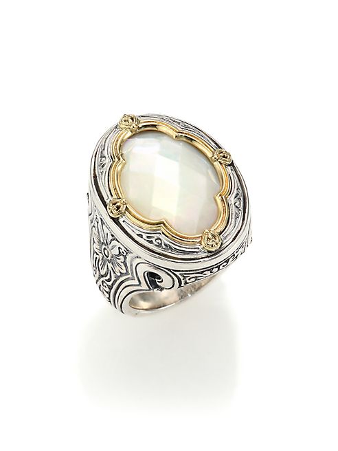 Konstantino - Selene Mother-Of-Pearl, 18K Yellow Gold & Sterling Silver Clover Ring