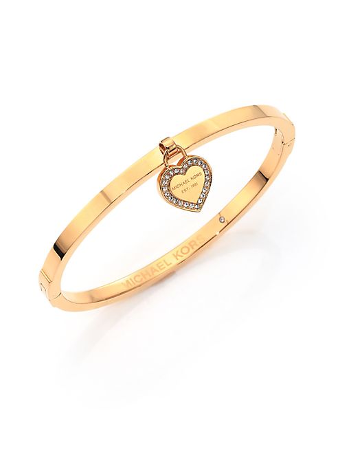 Michael Kors - Heritage Logo Heart Charm Bangle Bracelet/Goldtone