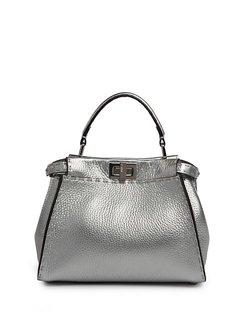 Fendi - Selleria Peekaboo Mini Metallic Leather Satchel